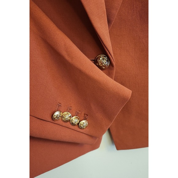 Ann Taylor Womens Blazer Gold‎ Button Vented Notch Blazer Jacket 14 Petite NWT - Picture 2 of 9